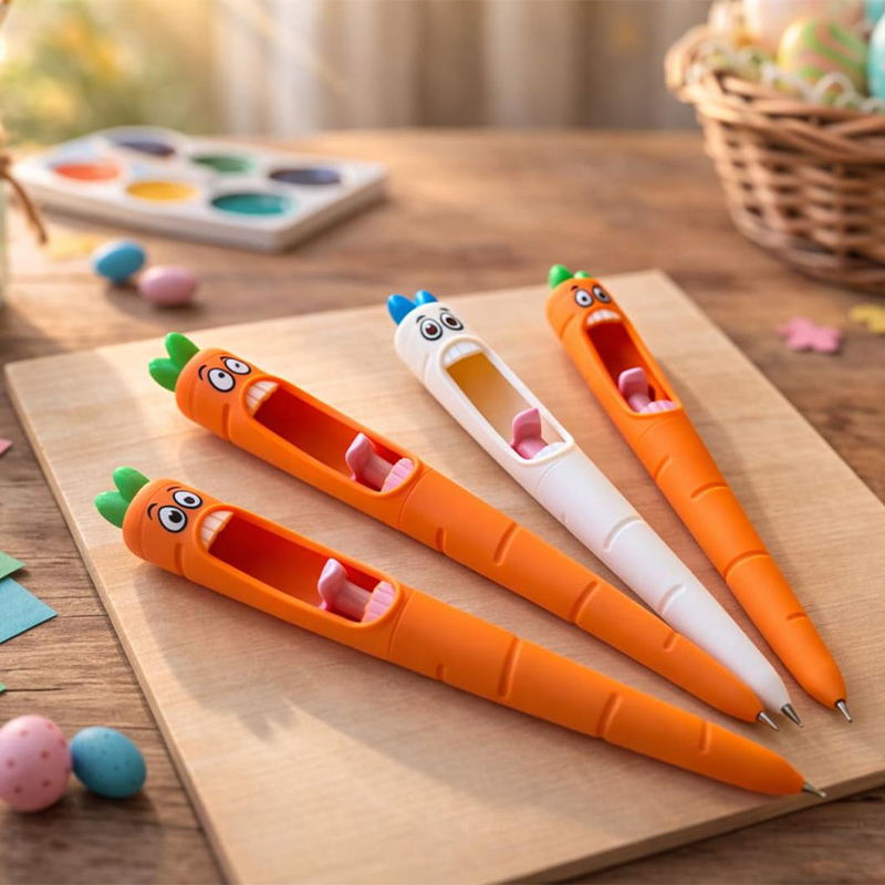 Kids Easter Basket Stuffer Funny Carrot Pen Black 0.5mm Easter Carrot Pen Easter Basket Filler Party favors for Boys Girls Easter Gifts