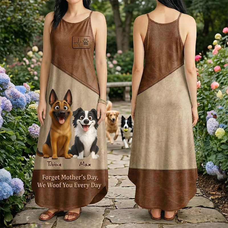 Personalized Dog Mom Suspender Maxi Dress Gifts For Mothers Dog Lovers Gift