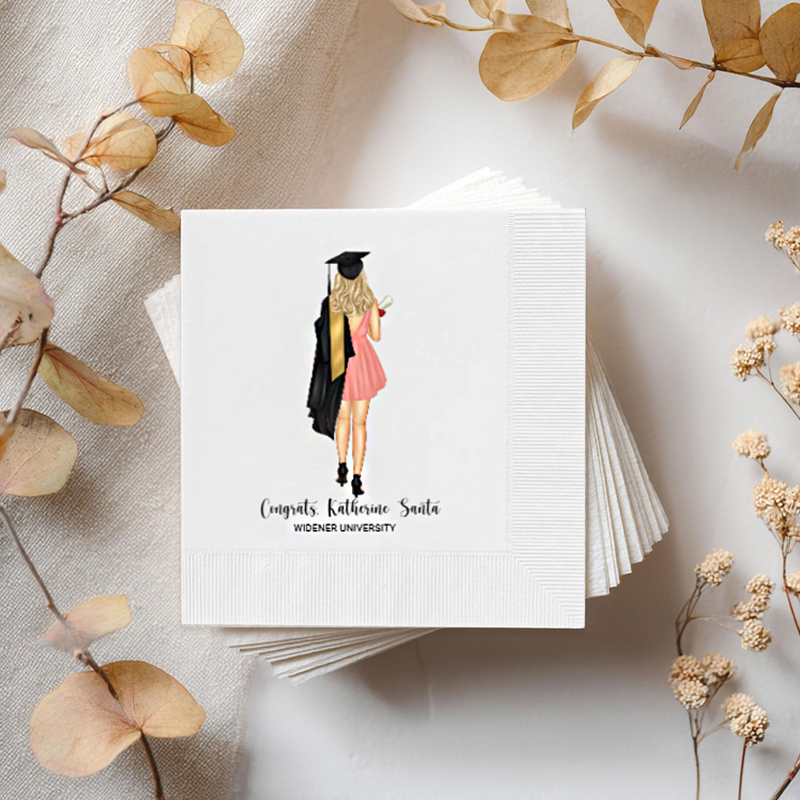 Personalized Girls Graduation Napkins: Class Of 2026 Graduation Party Favors Decor