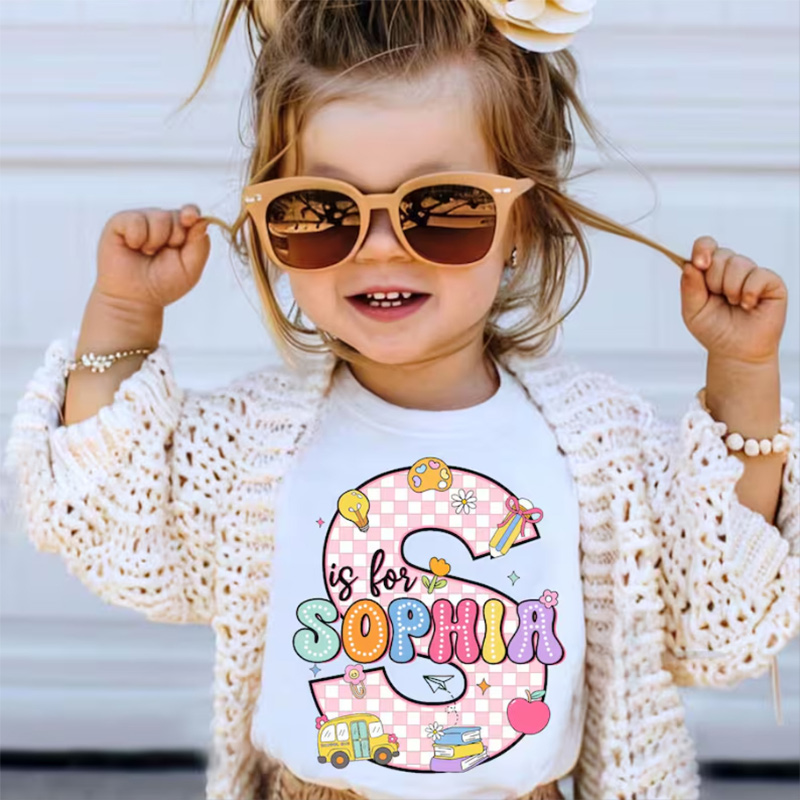 Personalized Back To School Kids Shirt Initial Name Kindergarten Shirt Pre-K Kids Shirt First Day Of School Outfit