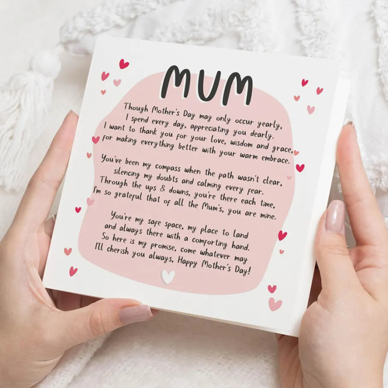 Poem Heartfelt Mother’s Day Card for Mum – Sweet Poem Keepsake, Thank You Gift from Daughter or Son