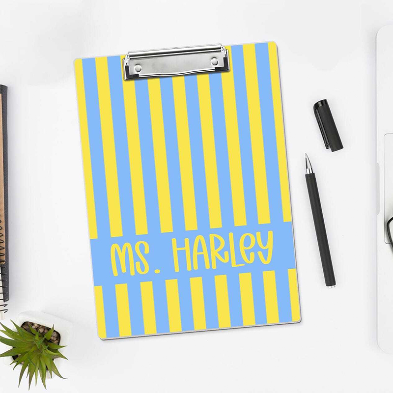 Personalized Teacher Clipboard Custom Name Vertical Stripe Clipboard Cute Classroom Gift Appreciation Gifts