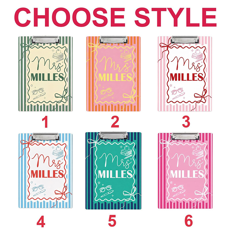 Personalized Teacher Clipboard with Ribbon Frame Striped Clipboard Cute Classroom Gift Teacher Appreciation Gift School Office Supplies 
