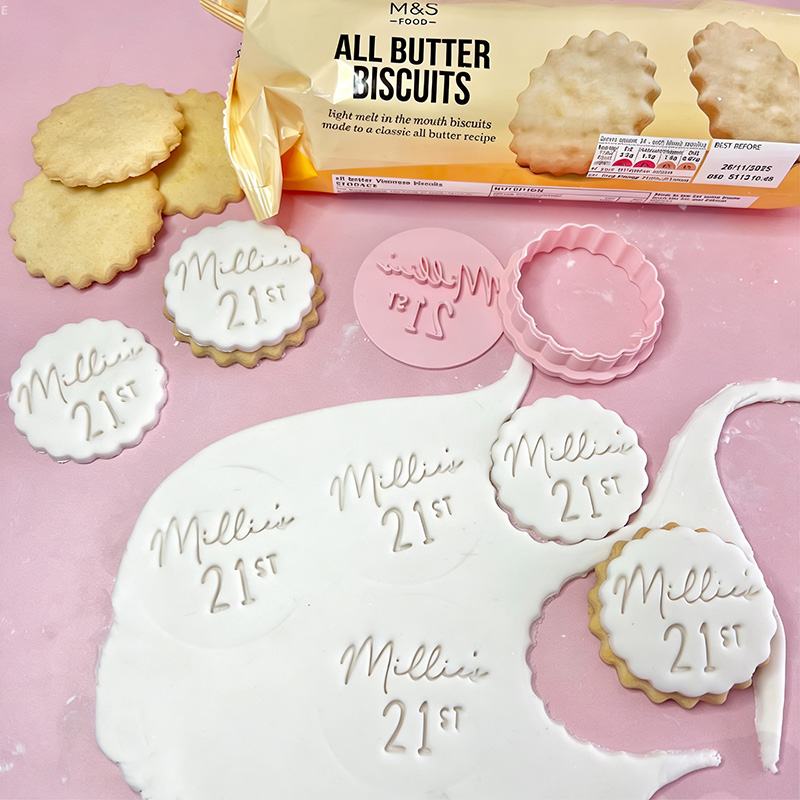 Personalized M&S Cookie Cutter Fondant Stamp Embosser Custom Biscuits Cupcake Topper M and S Birthday Baby Shower
