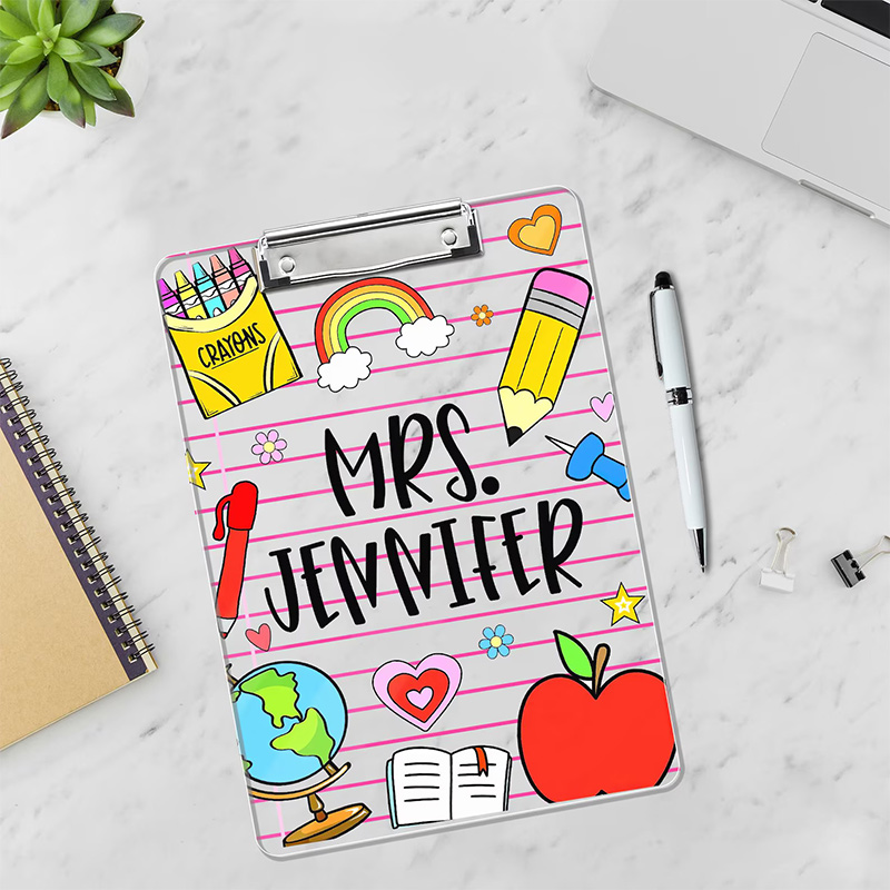 Personalized Teacher Clipboard Colorful Doodle School Classroom Gift Back To School Teacher Appreciation Gift