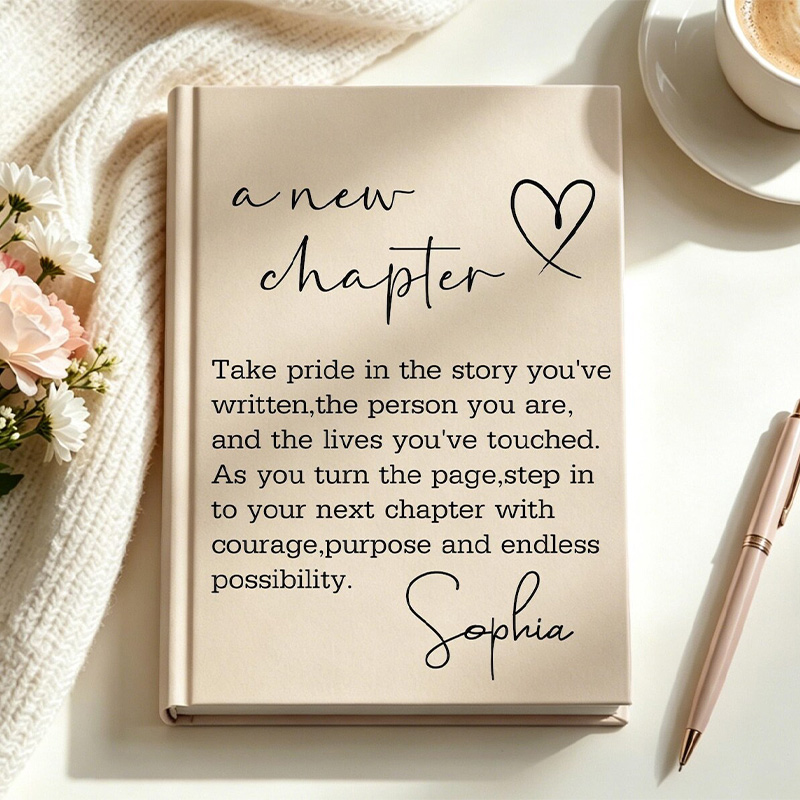 Personalized A Next Chapter Journal With Name Hardcover Notebook Encouragement Gift for Women Retirement Gift Coworker Gifts 