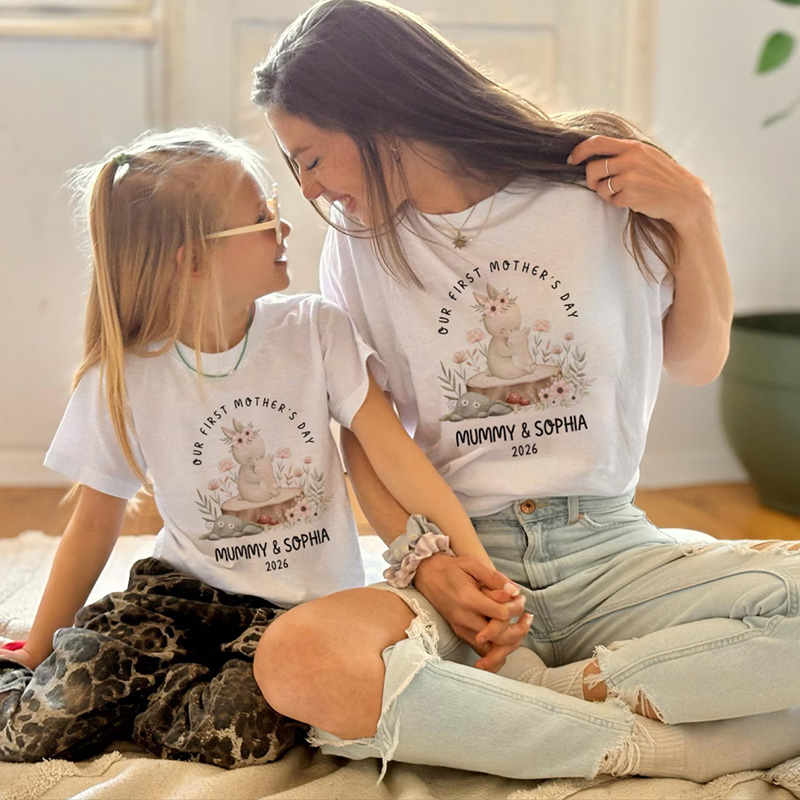 Personalized Our First Mother’s Day Matching T-shirt - Gift for Mummy & Baby Family Matching