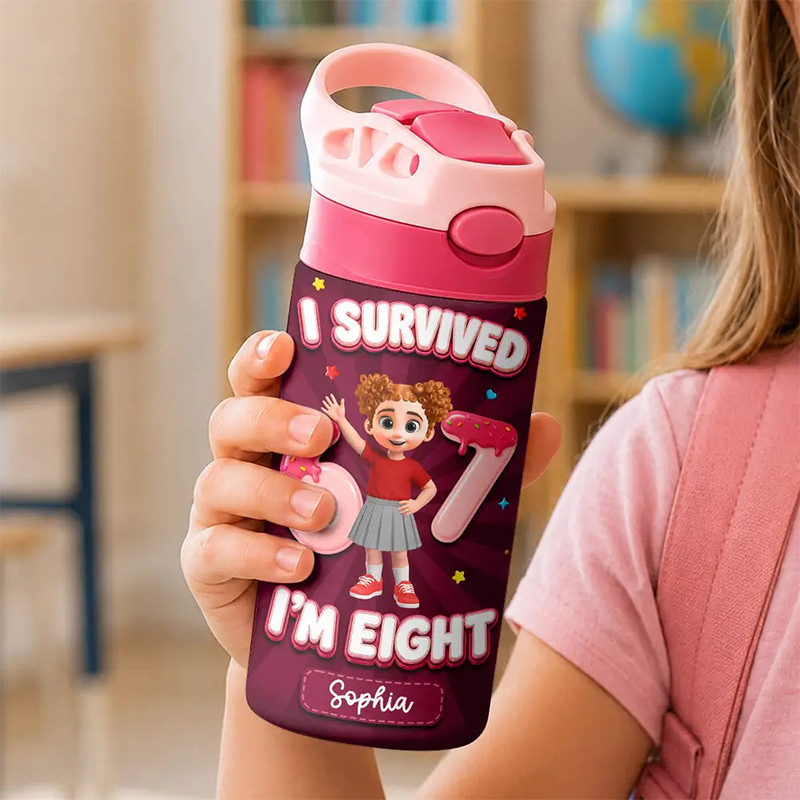 Personalized Insulated Water Bottle With Straw I Survived Six Seven Funny Slang