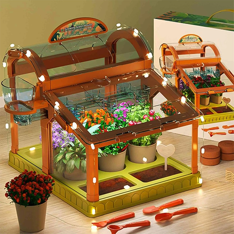 Kids Indoor Greenhouse Growing Kit, STEM Educational Plant Science Toy, Year-Round Gardening Gift for Boys/Girls