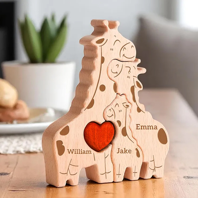 Personalized Wooden Giraffe Family Puzzle for Family Keepsake Gifts Gift for Family Mother's Day