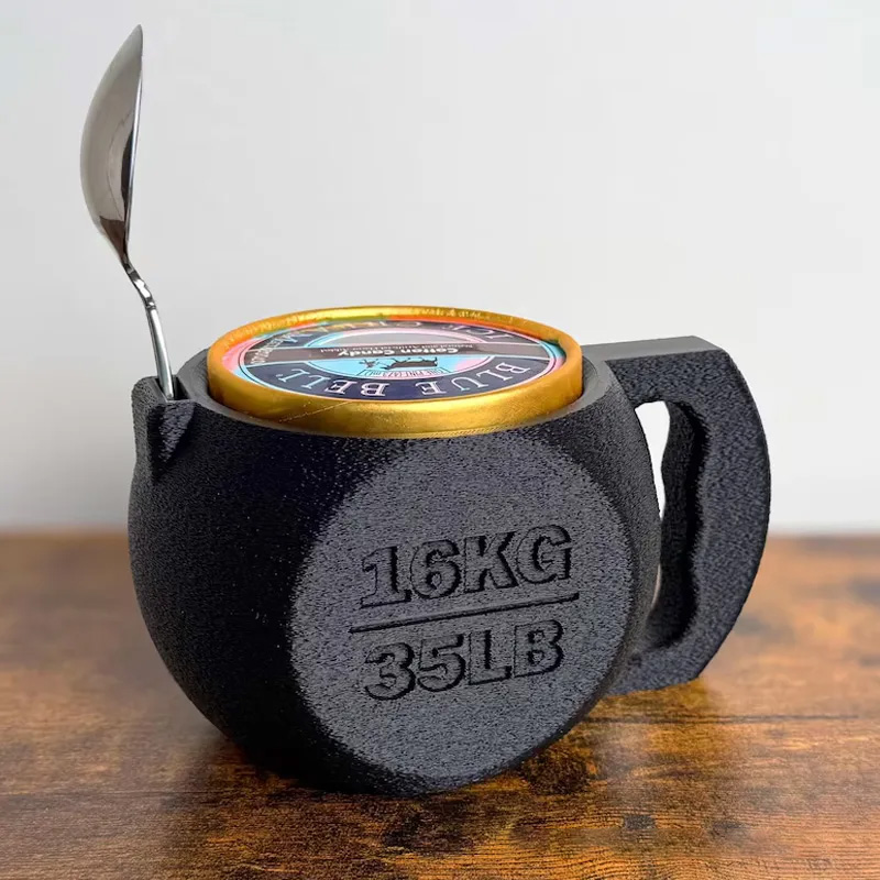 Personalized Kettlebell Ice Cream Pint Holder with Spoon Slot Holder 3D Printed Cozy with Spoon Slot Fitness Inspired Cozie Gym Gift Fuzzy Texture for Gym Lover