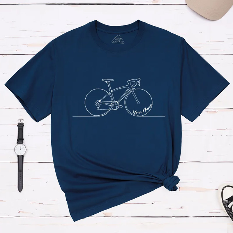 Personalized Minimalist Bicycle T-Shirt with Elegant Line Art for Outdoor Adventures Riding Cycling Biking Enthusiasts