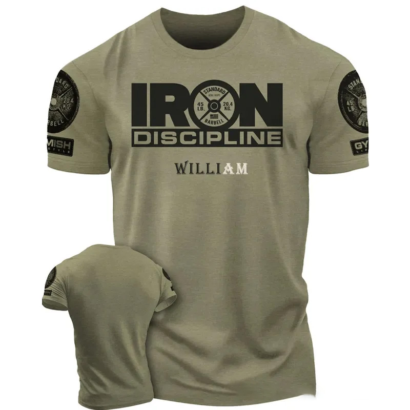 Personalized Gym Classic T-Shirt Iron Discipline Funny Workout Gym T-Shirt for Men for Fitness Enthusiasts Bodybuilders and Gym Lovers