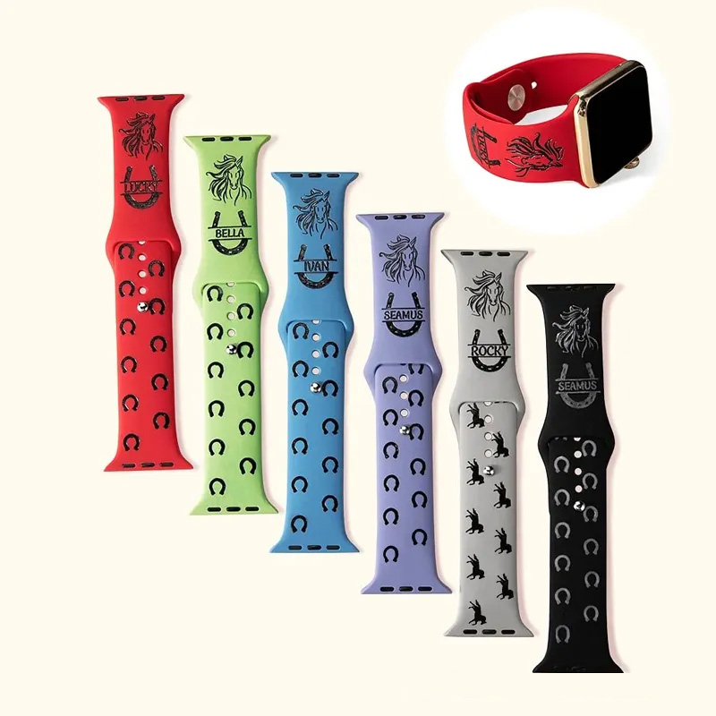 Personalized Horse Horseshoe Silicone Watch Band for Equestrian Riding Lovers