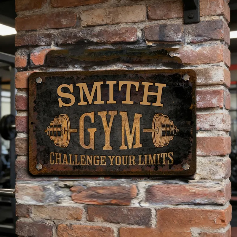 Personalized Home Gym Sign Metal Wall Door Signage Fitness Room Decor Vintage Retro Tin Plaque for Gym Lovers