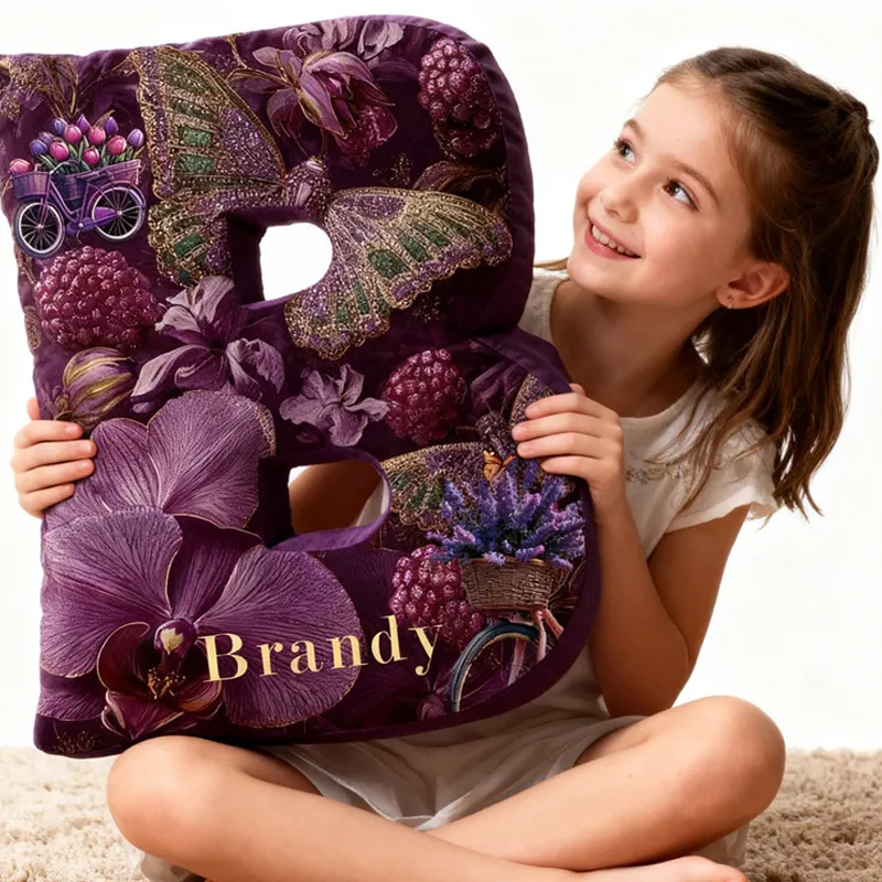 Personalized Butterfly Floral Bicycle Letter Pillow Custom Name Festive Decor with Bicycle French Countryside Gifts for Family Graphic 3D Print Cycling Riding Lovers