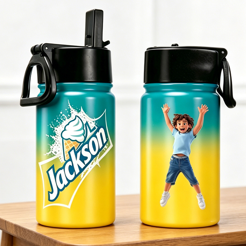 Personalized Drinks Gradient Cartoon Childrens Water Bottle