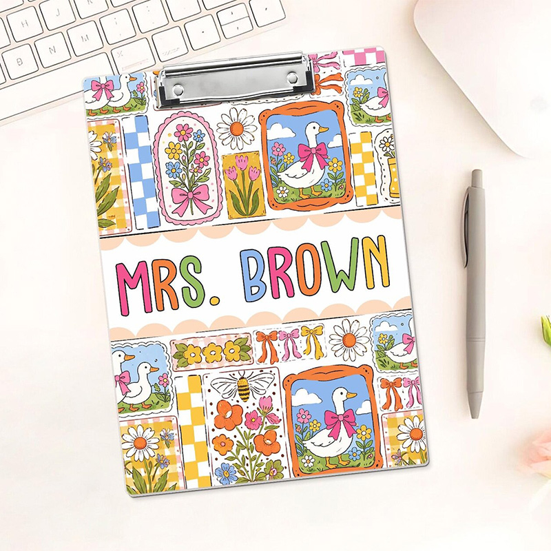 Personalized Silly Goose Teacher Clipboard Cute Classroom Gift Colorful Funny Office Supplies School Stationery