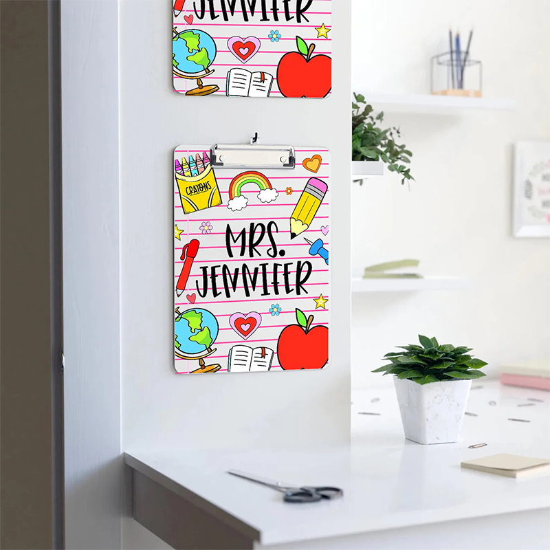 Personalized Teacher Clipboard Colorful Doodle School Classroom Gift Back To School Teacher Appreciation Gift
