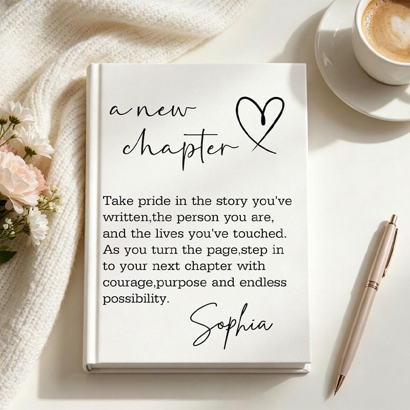 Personalized A Next Chapter Journal With Name Hardcover Notebook Encouragement Gift for Women Retirement Gift Coworker Gifts 