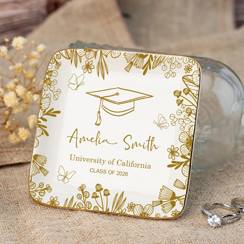 Personalized Graduation Ring Dish College Ring Dish Jewelry Dish for Grad,Graduation Gift For Her Toile De Jouy