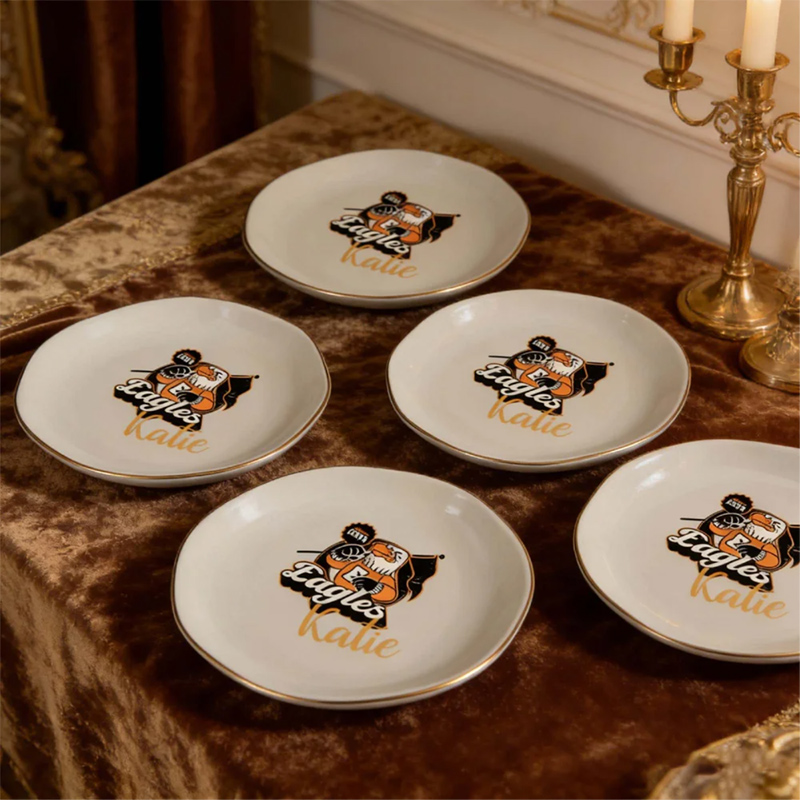 Personalized College Logo Design Heart Shape Ceramic Trinket Jewelry Dish Home Decor Graduation Gift for Graduates Women