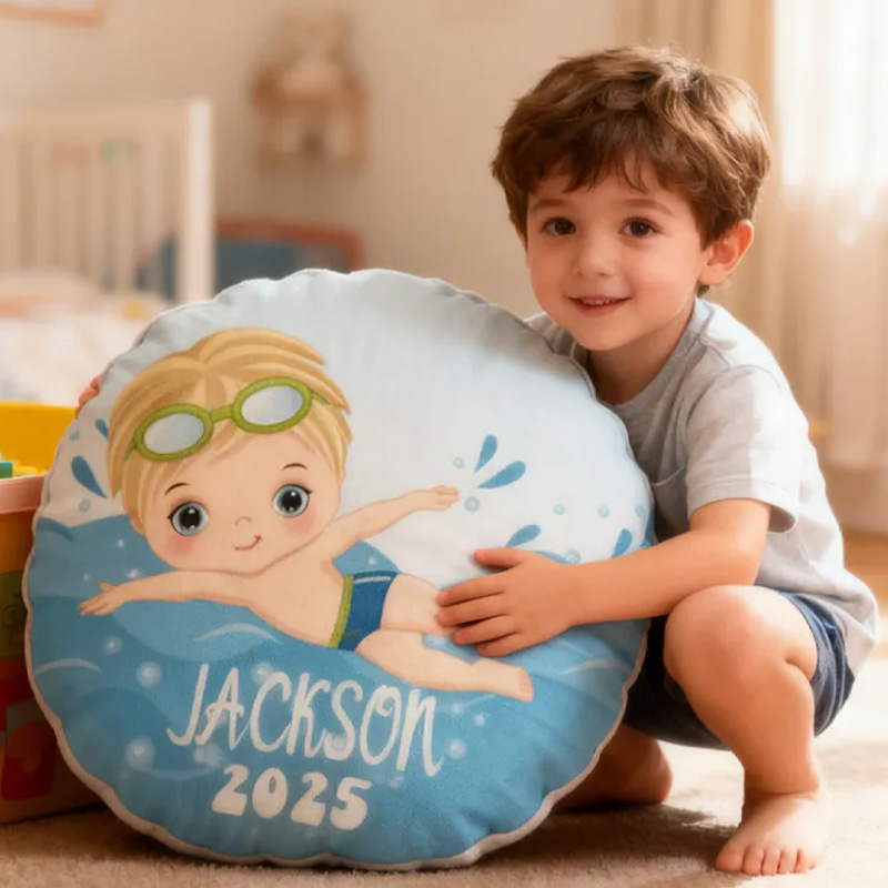 Personalized Boys Swimming Pillow Throw Pillow Graphic 3D Print Swimming Fitness Decoration Pillow Exercise Sport Pillow Female Swimmer Holiday Gift Custom Swim Pool Keepsake for Kids or Teens 