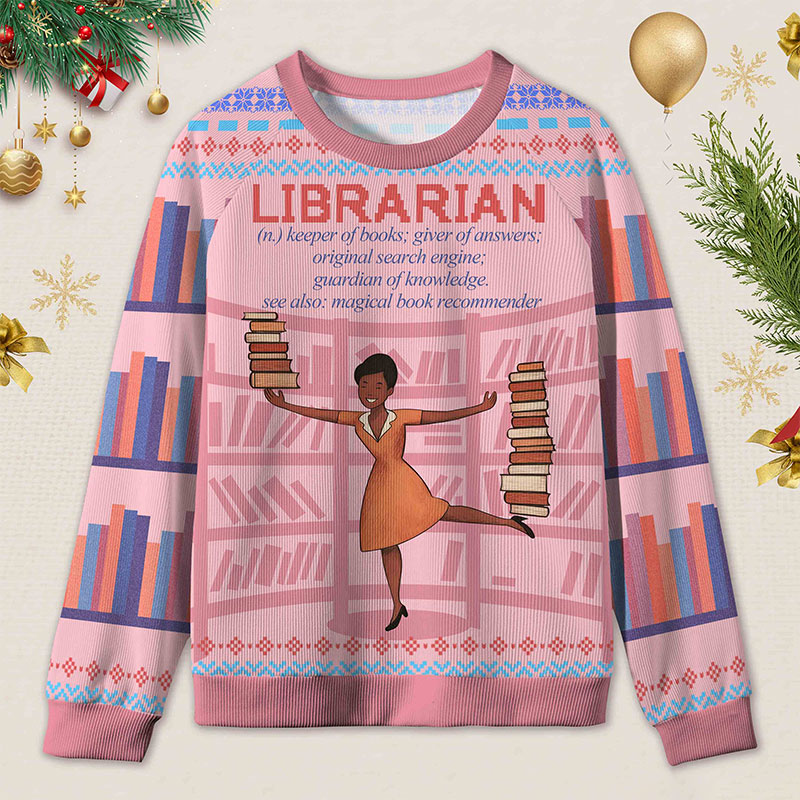 Personalized Book Lover's Dream Job Ugly Sweater Holiday Gift for Librarians