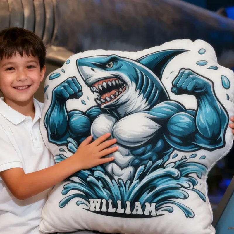 Personalized Muscle Shark Throw Pillow Graphic 3D Print Trainer Fitness Planner Decoration Letter Pillow Exercise Sport Gym Sublimation Design Lift Heavy Shit Gym Rat Weightlifting Pillow for Kids Gym Lovers Sale-megacustom