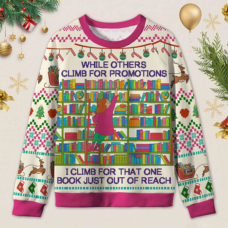 Personalized Book Passion Ugly Sweater Office Holiday Party Gift for Librarians