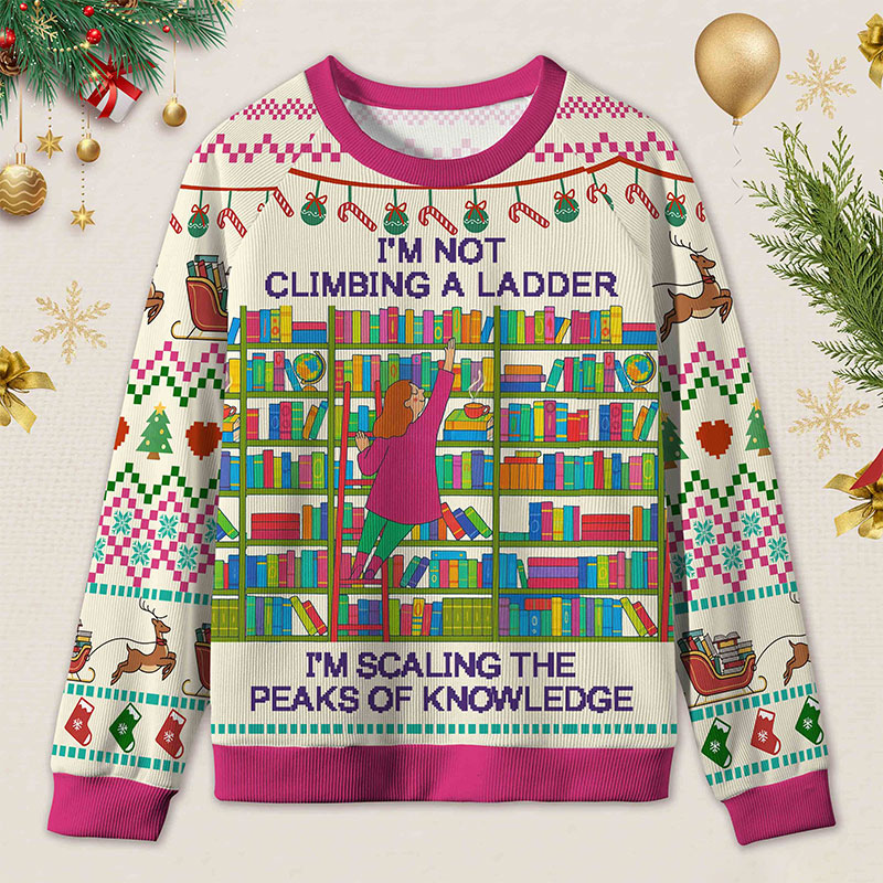 Personalized Knowledge Explorer Ugly Sweater Office Holiday Party Gift for Librarians