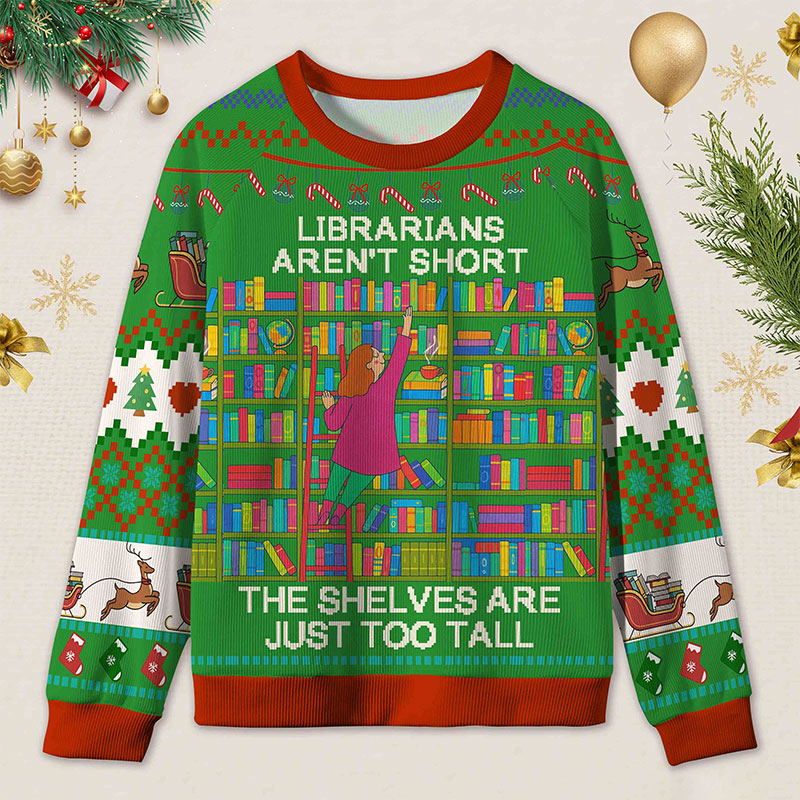 Personalized Shelf Crawler Funny Ugly Sweater Office Holiday Party Gift for Librarians