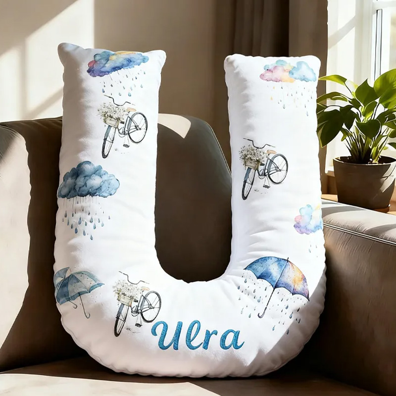 Personalized Umbralla Cycling Letter Pillow Graphic 3D Print Funny Letter Pillow Name Pillow Comfortable Travel Cushion for Riders Riding Lovers Sale-megacustom
