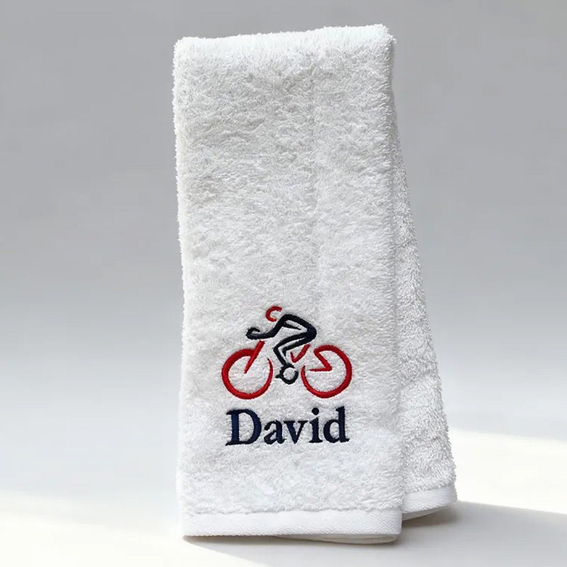 Personalized Embroidered Bicycle Towel Name with Sports Towel Gift for Triathletes Cyclist