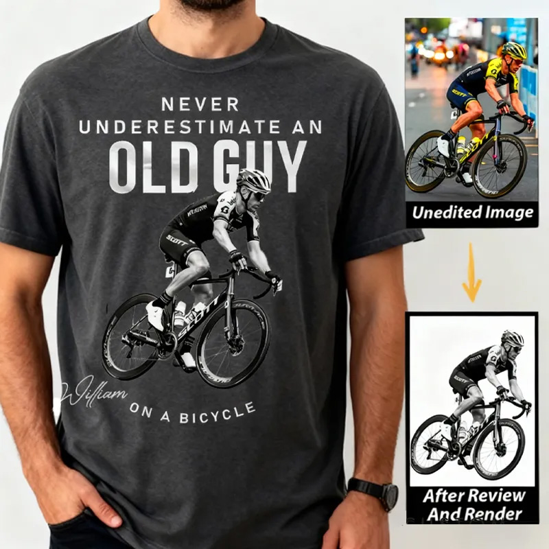 Personalized Cycling Classic T-shirt Photo Customed Mountaineer Gift Mountain Bike T-shirt Outdoors Graphic Tee