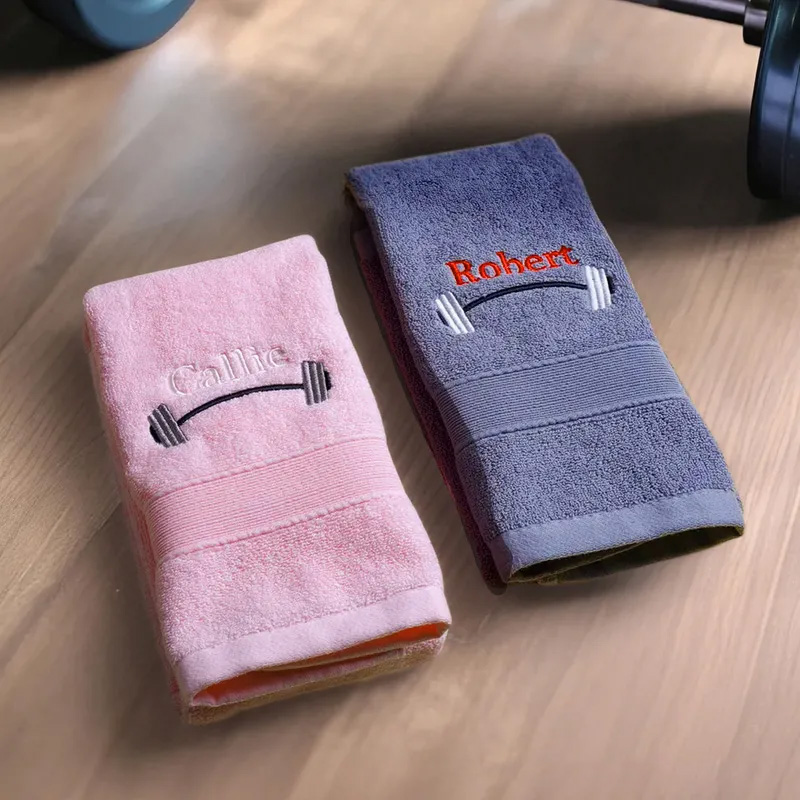 Personalized Weightlifting Barbell Towel with Embroidered Name Sporting Good Training Team Anniversary Gift for Weightlifter Fitness Enthusiast