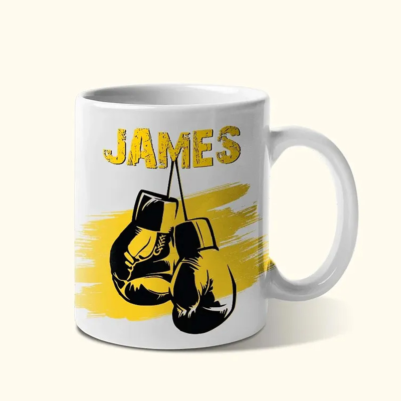 Personalized Mug Multicolour Boxing Glove Design Ceramic Mug with Name Birthday Holiday Gift for Sports Boxing Lovers