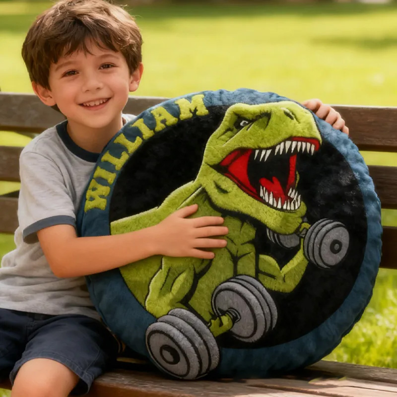 Personalized Dumbell Dino Lifting Throw Pillow Graphic 3D Print Trainer Fitness Planner Decoration Letter Pillow Exercise Sport Gym Sublimation Design Lift Heavy Shit Gym Rat Weightlifting Pillow for Kids Gym Lovers Sale-megacustom