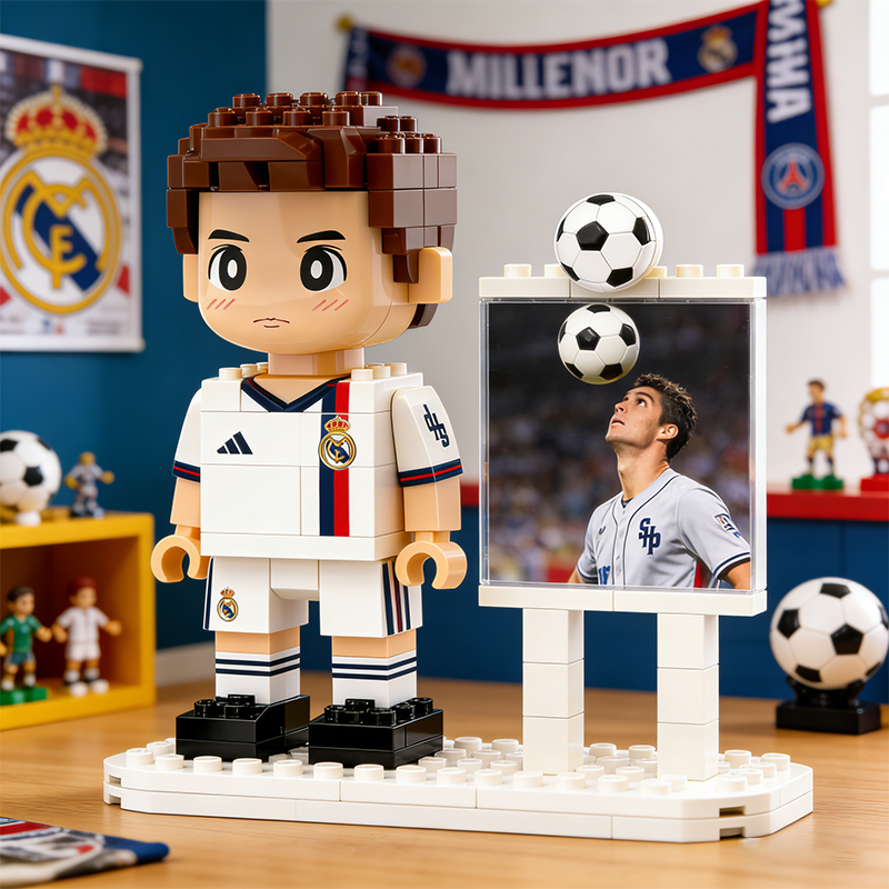 Personalized Custom Soccer Player Brick Figure & Photo Display Set – Personalized Football Fan Collectible