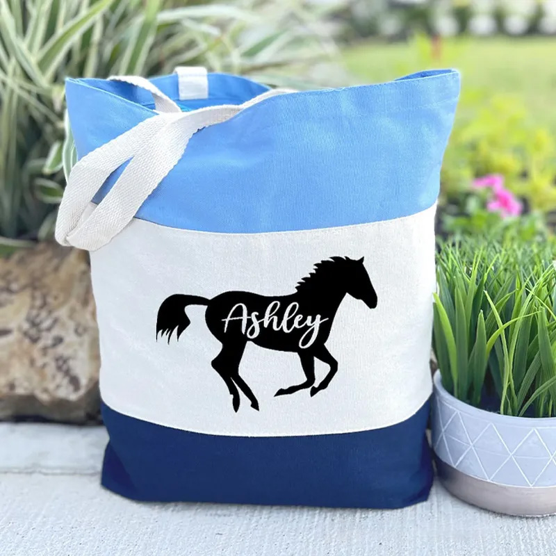 Personalized Horse Tote Bag Horse Lover Gift for Equestrian Riding Lovers Sale-megacustom