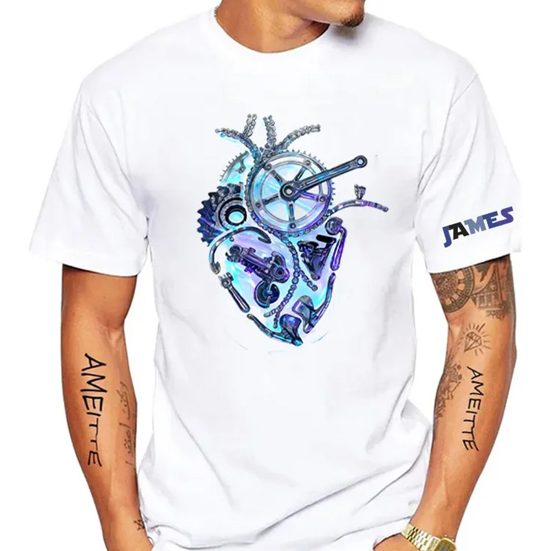 Personalized Classic Tshirt Cycling Short Sleeve Unisex T Shirt Anatomical Cycling Heart for Biker Cyclist
