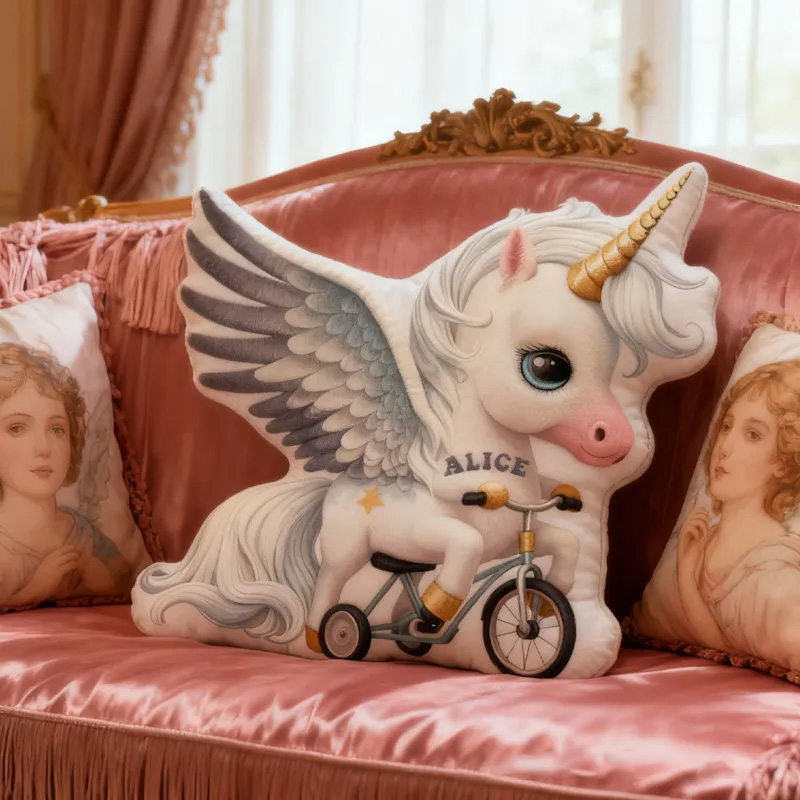 Personalized Angel Princess Pillow Cozy Dreaming Wing Princess Graphic 3D Print French Court Pillow Name Pillow Comfortable Travel Cushion for Kids Girls Riding Lovers