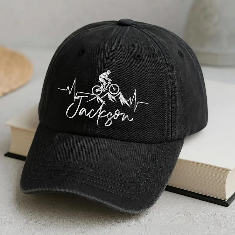 Personalized Mountain Biking Embroidered Cap Cycling Embroidered Hat Custom Name Gift
