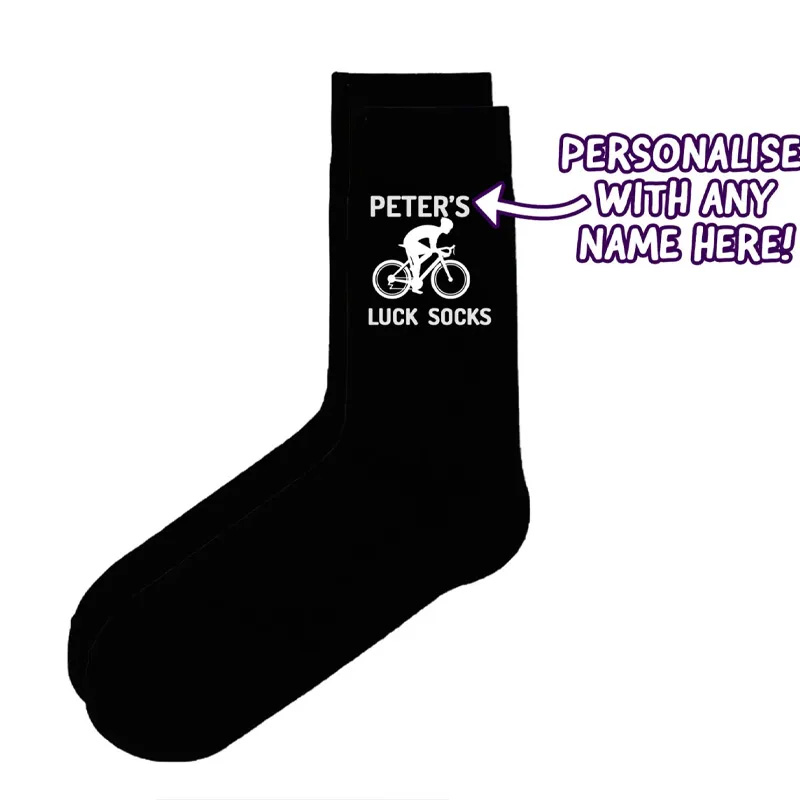 Personalized Lucky Cycling Socks Bike Riding Bike Sport Uncle Dad Grandad Any Text Name Custom