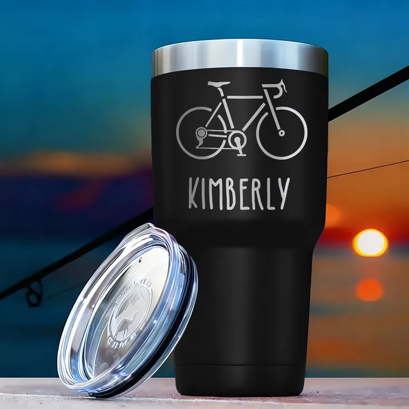 Personalized Engraved Bicycle Tumbler by Lifetime Creations Gift for Cycling Cyclist Biking Insulated Coffee Travel Mug Bike Stainless Steel Cup