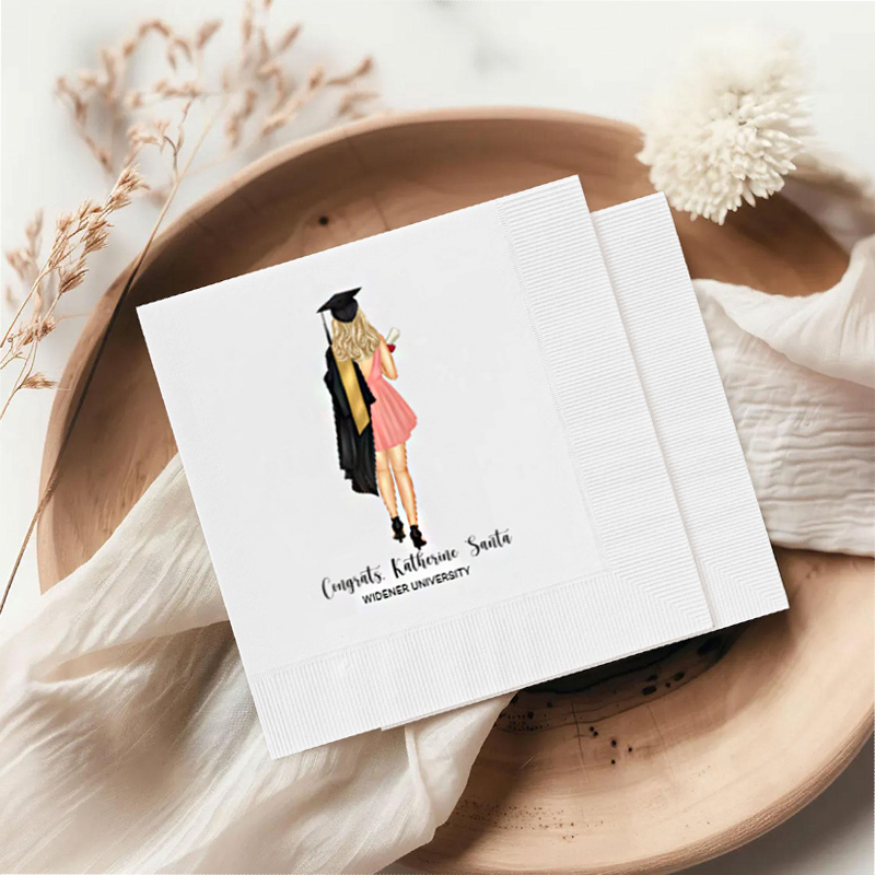 Personalized Girls Graduation Napkins: Class Of 2026 Graduation Party Favors Decor