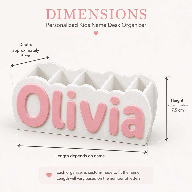 Personalized Name Pen Holder Desk Organizer 3D Printed Pencil Holder Kids Room Decor