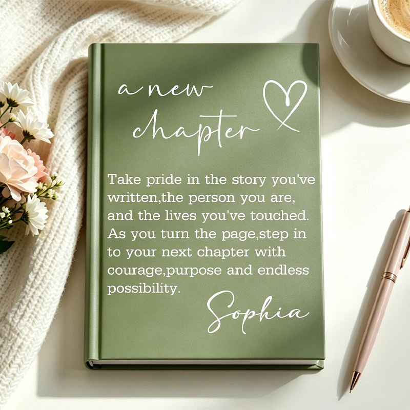 Personalized A Next Chapter Journal With Name Hardcover Notebook Encouragement Gift for Women Retirement Gift Coworker Gifts 