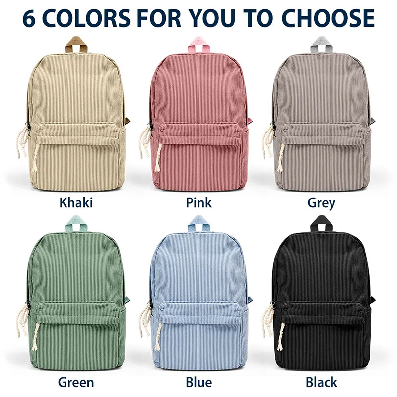 Personalized Corduroy Backpack Custom Photo Family Besties Dog Cat Portrait Pencil Sketch