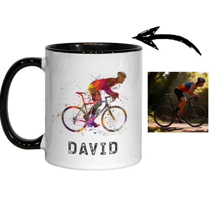 Personalized Cycling Mug Gift Great Gift for Cyclists Road Bicycle Bike Biker Design